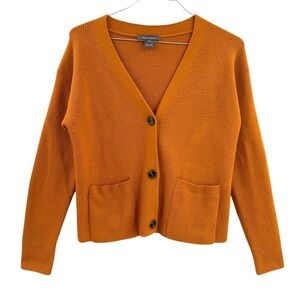 French Connection Tomasa Womens Burnt Orange Ribbed Cardigan Y2K Twee XS
